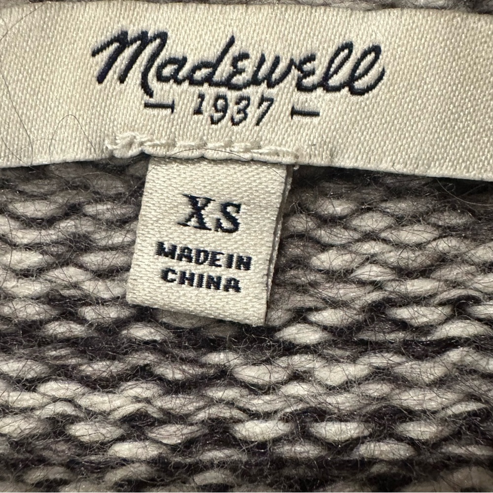 (Sold) Madewell Gray  White Merino Wool Mohair Yak Hair Blend Sweater X Small - Picture 6 of 9